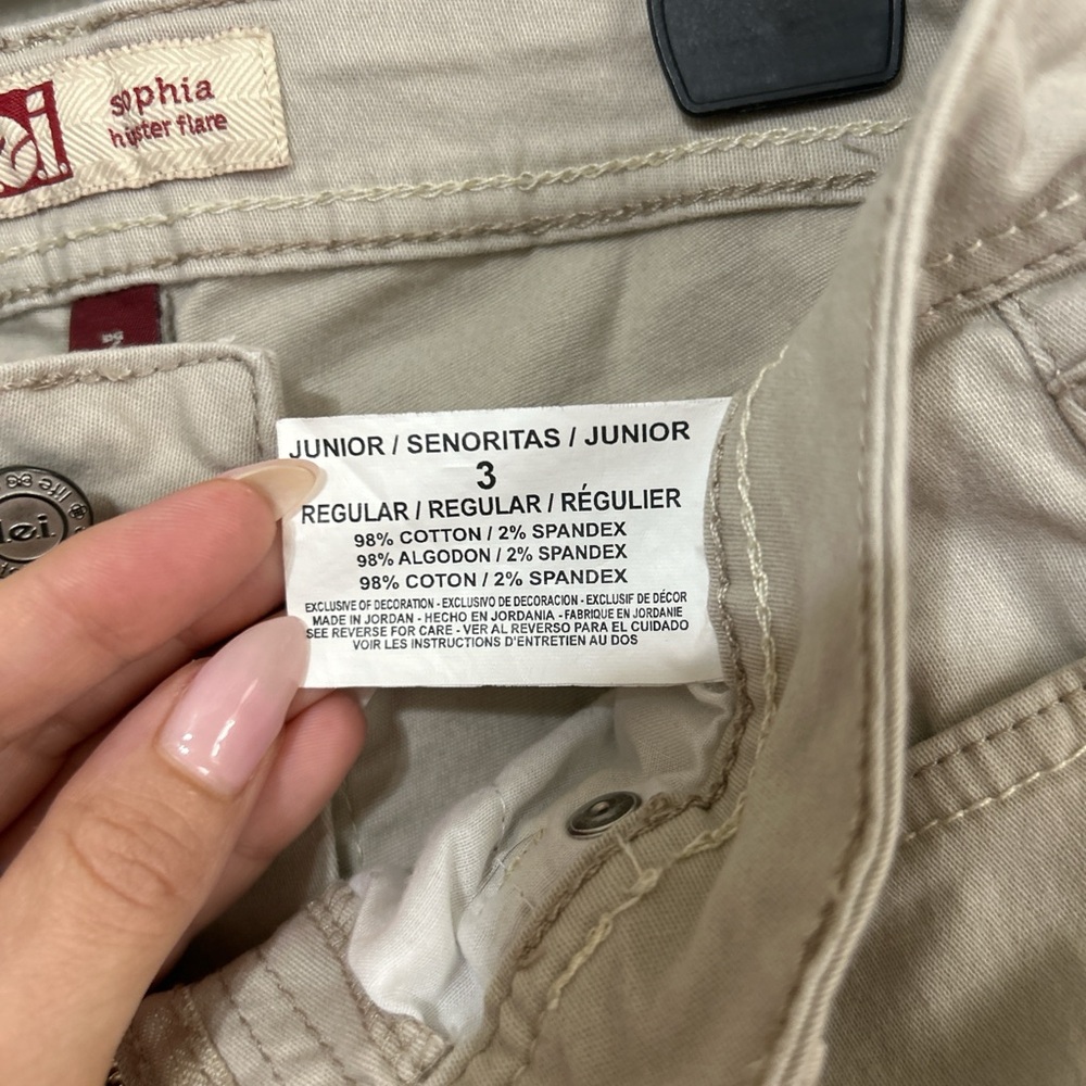 LEI Sophia Hipster Flare Pants Tan Khaki Junior Size 3 Y2K - Picture 3 of 7